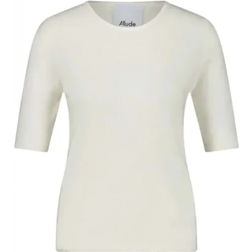 Short Sleeve Wool-Cashmere Mix Sweater , female, Sizes: XS - allude - Modalova