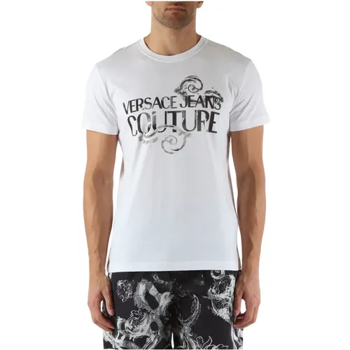 Slim Fit Cotton Logo T-shirt , male, Sizes: S, XL, M, L - Versace Jeans Couture - Modalova