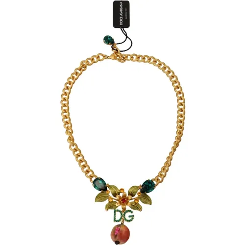 Gold Floral Fruit Necklace , female, Sizes: ONE SIZE - Dolce & Gabbana - Modalova