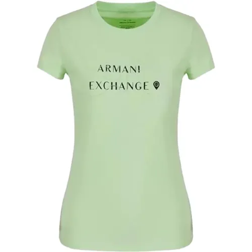 Einfaches T-Shirt , Damen, Größe: XS - Armani Exchange - Modalova