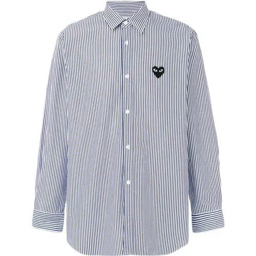 Striped Heart Shirt , male, Sizes: M, L, XL - Comme des Garçons Play - Modalova