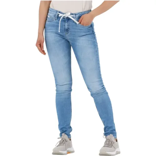 Mid Rise Skinny Jeans Blau , Damen, Größe: W28 L32 - Calvin Klein - Modalova