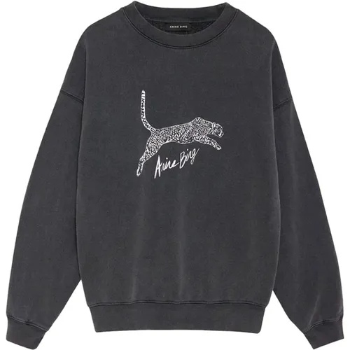 Leopard Print Spencer Sweatshirt , Damen, Größe: S - Anine Bing - Modalova