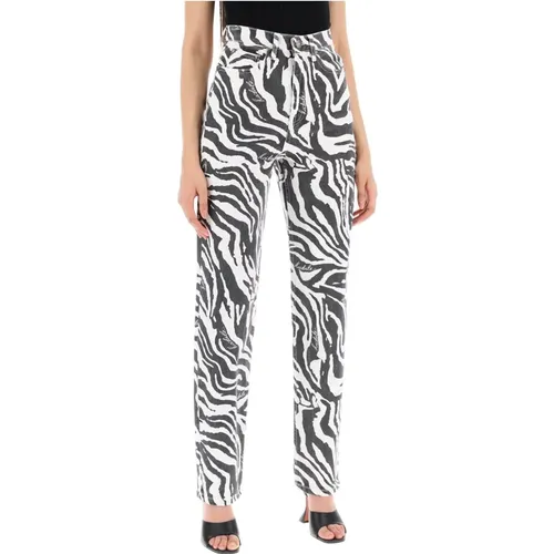 Zebra Print Straight Leg Jeans , Damen, Größe: W27 - Rotate Birger Christensen - Modalova