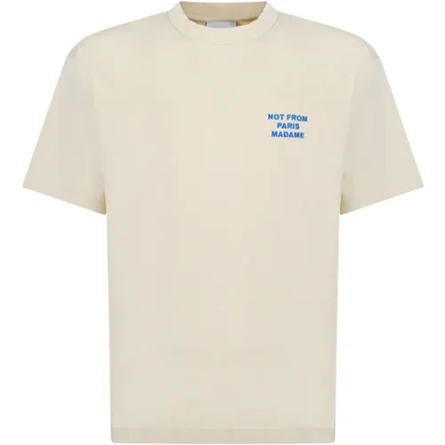 Slogan T-shirt in Cream and Blue , male, Sizes: M, S - Drole de Monsieur - Modalova