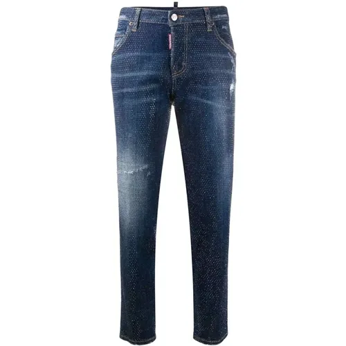 Studded Cropped Skinny Jeans , female, Sizes: 2XS - Dsquared2 - Modalova