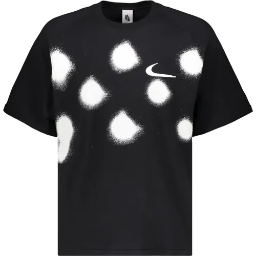 Kurzarm T-Shirt mit Spray-Print , Herren, Größe: S - Off White - Modalova