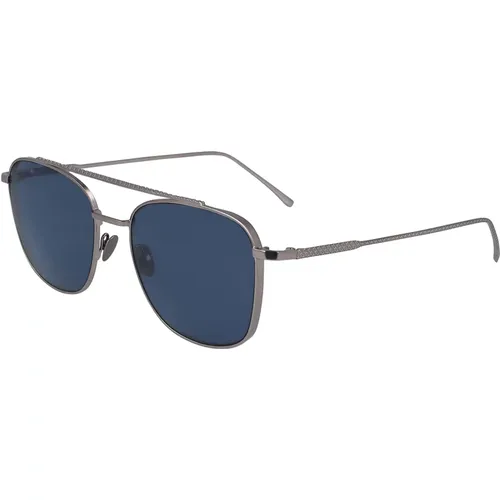 Blaue Silberne Sonnenbrille , unisex, Größe: 55 MM - Lacoste - Modalova