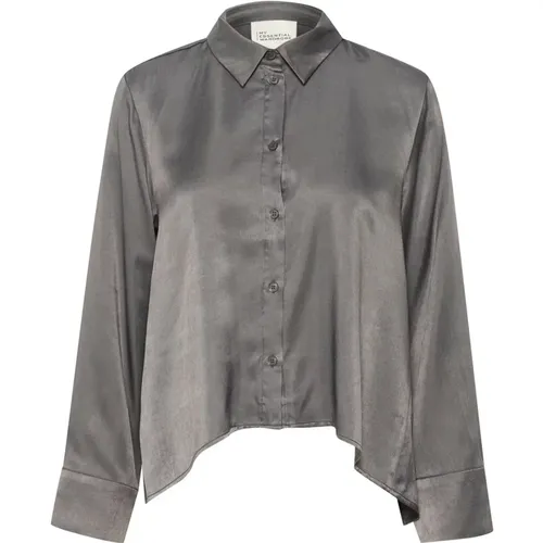 Knot Shirt Bluse Smoked Pearl , Damen, Größe: S - My Essential Wardrobe - Modalova