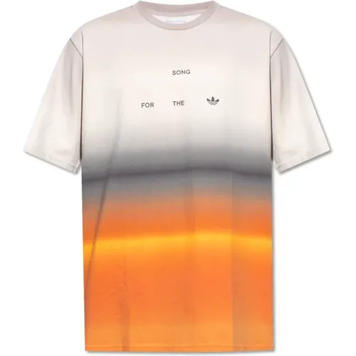 Verwaschenes Logo T-Shirt Beige Grau , unisex, Größe: S - adidas Originals - Modalova