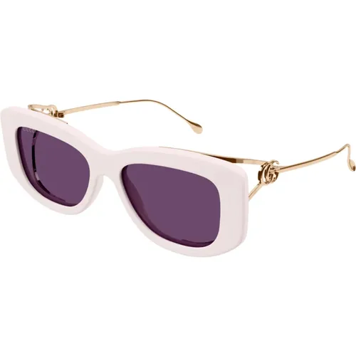 White Sunglasses with Original Accessories , female, Sizes: 55 MM - Gucci - Modalova