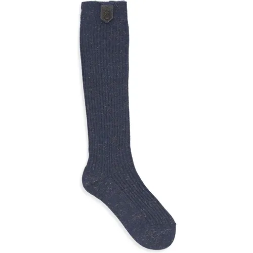 Blaue Kaschmirsocken mit Lurex-Details - BRUNELLO CUCINELLI - Modalova