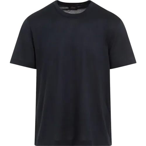 Blaues Seiden T-Shirt , Herren, Größe: 2XL - Brioni - Modalova