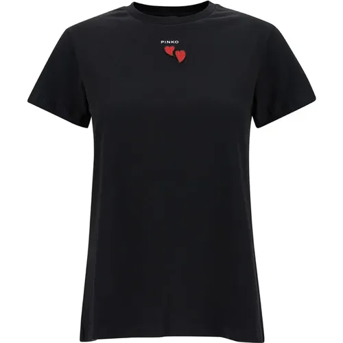 Schwarzes Trapani T-Shirt Jersey , Damen, Größe: M - pinko - Modalova