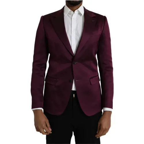 Maroon Seidenblazer Mantel Slim Fit - Dolce & Gabbana - Modalova