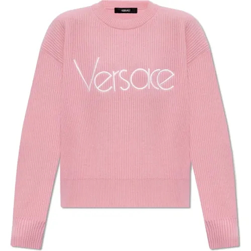 Wool sweater with logo , female, Sizes: XS, 2XS, S, M - Versace - Modalova