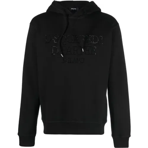 Sequinned Logo Hoodie , male, Sizes: L, XL, 2XL - Dsquared2 - Modalova