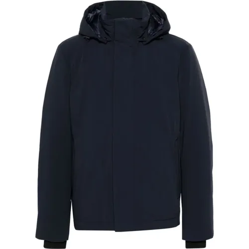 Navy Padded Jacket with Detachable Hood , male, Sizes: L, XL, S, 2XL - Woolrich - Modalova