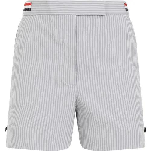 Striped Cotton Shorts Grey , female, Sizes: XS, 2XS - Thom Browne - Modalova
