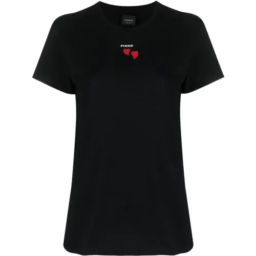 Schwarze T-Shirts und Polos mit Niedrigem Absatz , Damen, Größe: S - pinko - Modalova