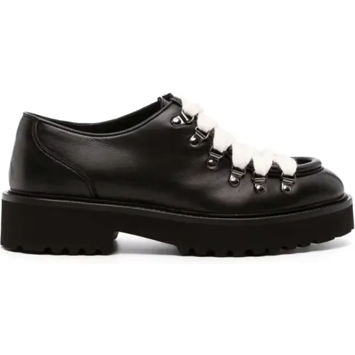 Leather Lace-up Loafers with Wool Laces , female, Sizes: 6 1/2 UK, 4 1/2 UK - Doucal's - Modalova