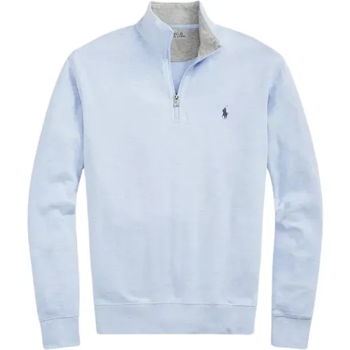 Herren Baumwollpullover mit Reißverschluss und Logo , Herren, Größe: M - Ralph Lauren - Modalova