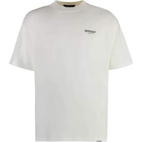 Baumwoll-Crew-Neck T-Shirt mit Rückenprint , Herren, Größe: M - REPRESENT - Modalova