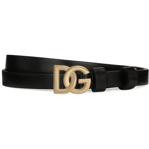 Designer Belts with Gold-tone Logo , female, Sizes: 75 CM, 80 CM, 85 CM, 90 CM - Dolce & Gabbana - Modalova