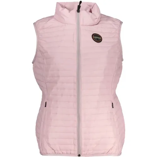 Ärmellose Rosa Jacke mit Kontrastdetails , Damen, Größe: M - Napapijri - Modalova