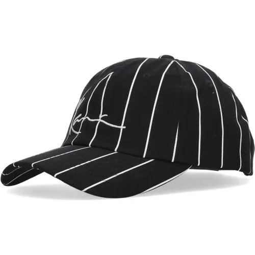 Pinstripe Cap Schwarz/Weiß Gebogener Schirm - Karl Kani - Modalova