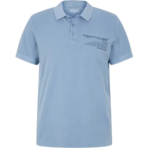 Poloshirt Kurzarmshirt mit Polokragen und Textprint , Herren, Größe: 2XL - Tom Tailor - Modalova