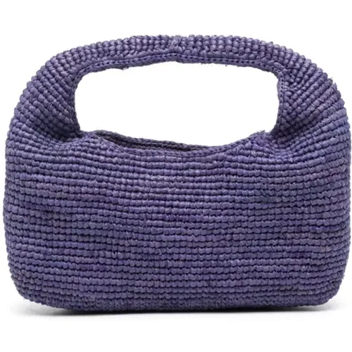 Lavender Raffia Woven Handle Bag , female, Sizes: ONE SIZE - Manebí - Modalova