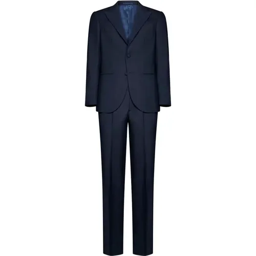 Navy Wool Suit with Peak Lapels , male, Sizes: XL, 2XL, M, L - D4.0 - Modalova