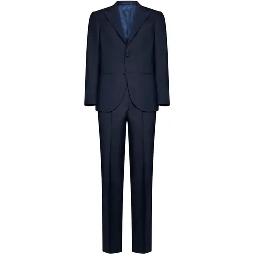Navy Wool Suit with Peak Lapels , male, Sizes: XL, S, 2XL, M, L - D4.0 - Modalova