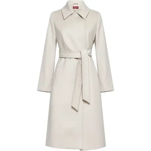 Natural Wool Coat with Belt , female, Sizes: 2XS, S - Max Mara Studio - Modalova