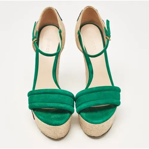 Pre-owned Suede sandals , female, Sizes: 4 1/2 UK - Gucci Vintage - Modalova