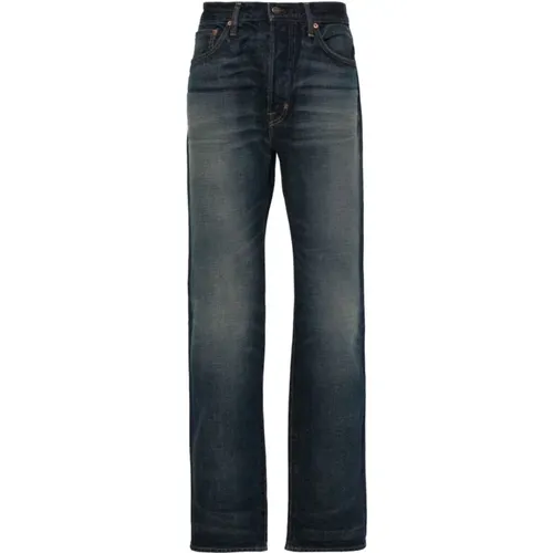 Straight Jeans Upgrade Cotton Pockets Leather , male, Sizes: W38, W34, W33, W36, W40 - Tom Ford - Modalova