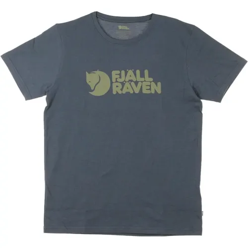 Navy Logo T-shirt for Men , male, Sizes: S - Fjällräven - Modalova