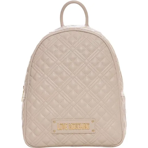 Quilted Backpack with Lettering Logo , female, Sizes: ONE SIZE - Love Moschino - Modalova