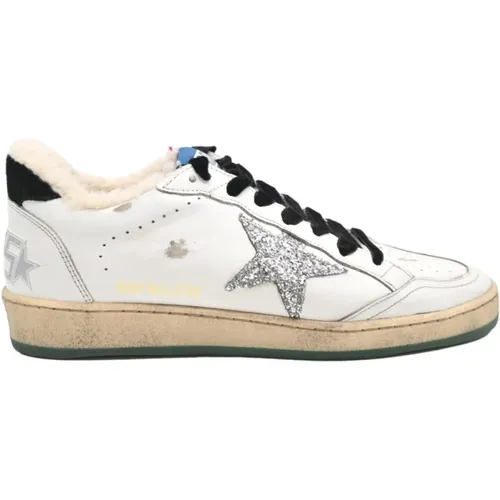 Leder Ball Star Sneakers Weiß/Silber/Schwarz - Golden Goose - Modalova