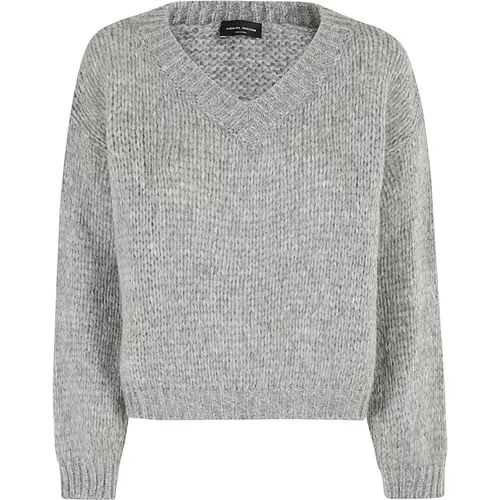 V-Ausschnitt Pullover , Damen, Größe: XS - Roberto Collina - Modalova