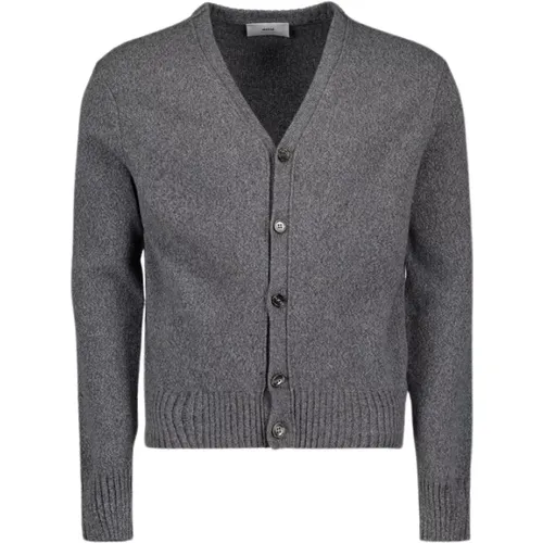 Einfarbiger Cardigan mit langen Ärmeln , Herren, Größe: L - Ami Paris - Modalova