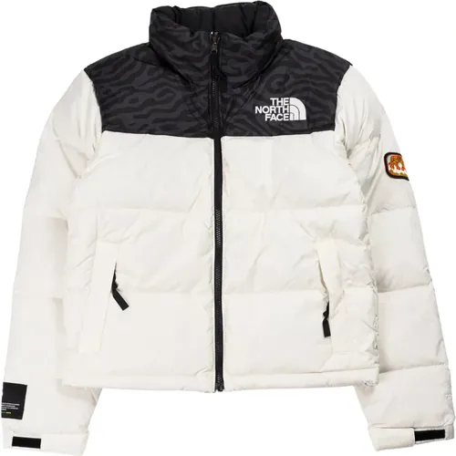 Retro Nuptse Jacke in Weiß/Schwarz , Damen, Größe: L - The North Face - Modalova