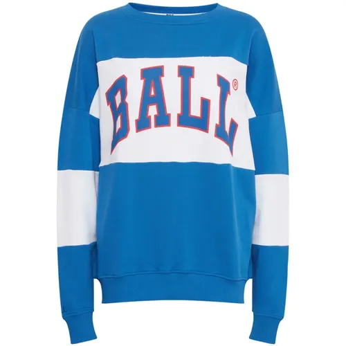 Blauer Sweatshirt mit Coolem Print , Damen, Größe: M - Ball - Modalova