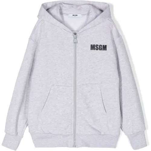 Grauer Pullover mit Logodruck MSGM - MSGM - Modalova