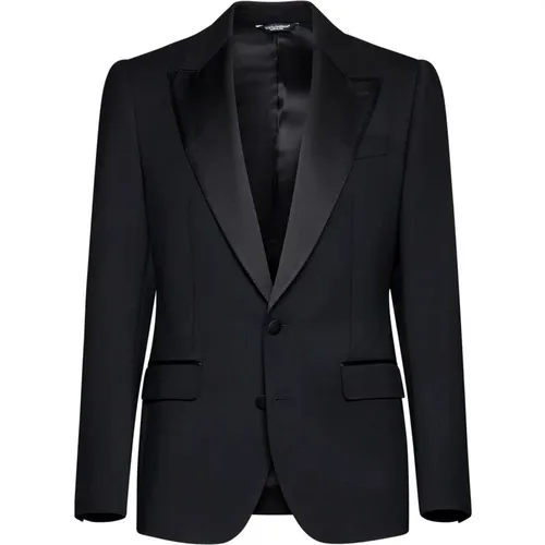 Satin-Lapel Blazer Jacket , male, Sizes: M, L - Dolce & Gabbana - Modalova