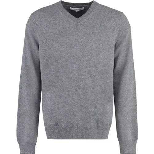 Gerippter Woll V-Ausschnitt Pullover , Herren, Größe: M - Comme des Garçons - Modalova