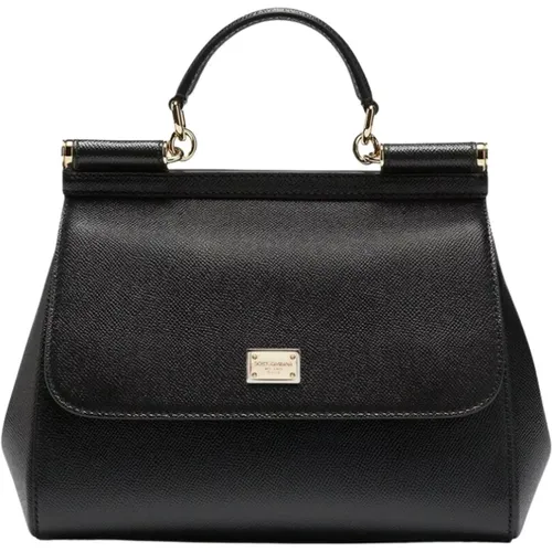 Medium Sicily Bag In Dauphine Calfskin , female, Sizes: ONE SIZE - Dolce & Gabbana - Modalova