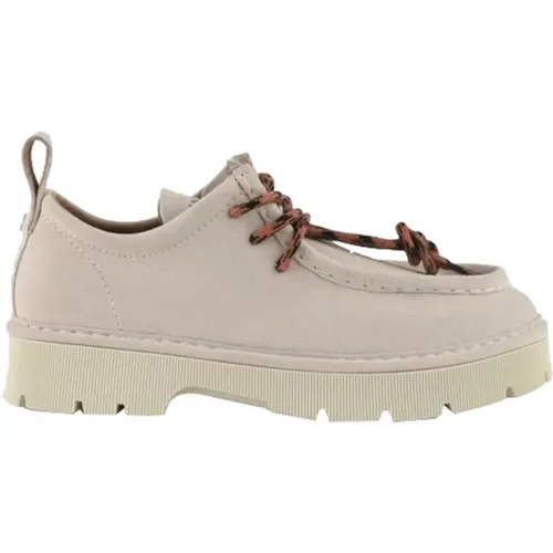 Suede Lace Up Shoes with Embossed Stitching , female, Sizes: 3 UK, 4 UK, 5 UK, 6 UK - Panchic - Modalova