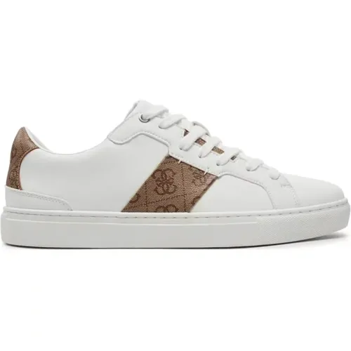 Monogramm PU Leder Sneakers - Weiß - Guess - Modalova